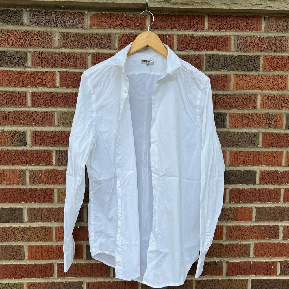 Express White Button Down Collared Fitted Dress S… - image 3
